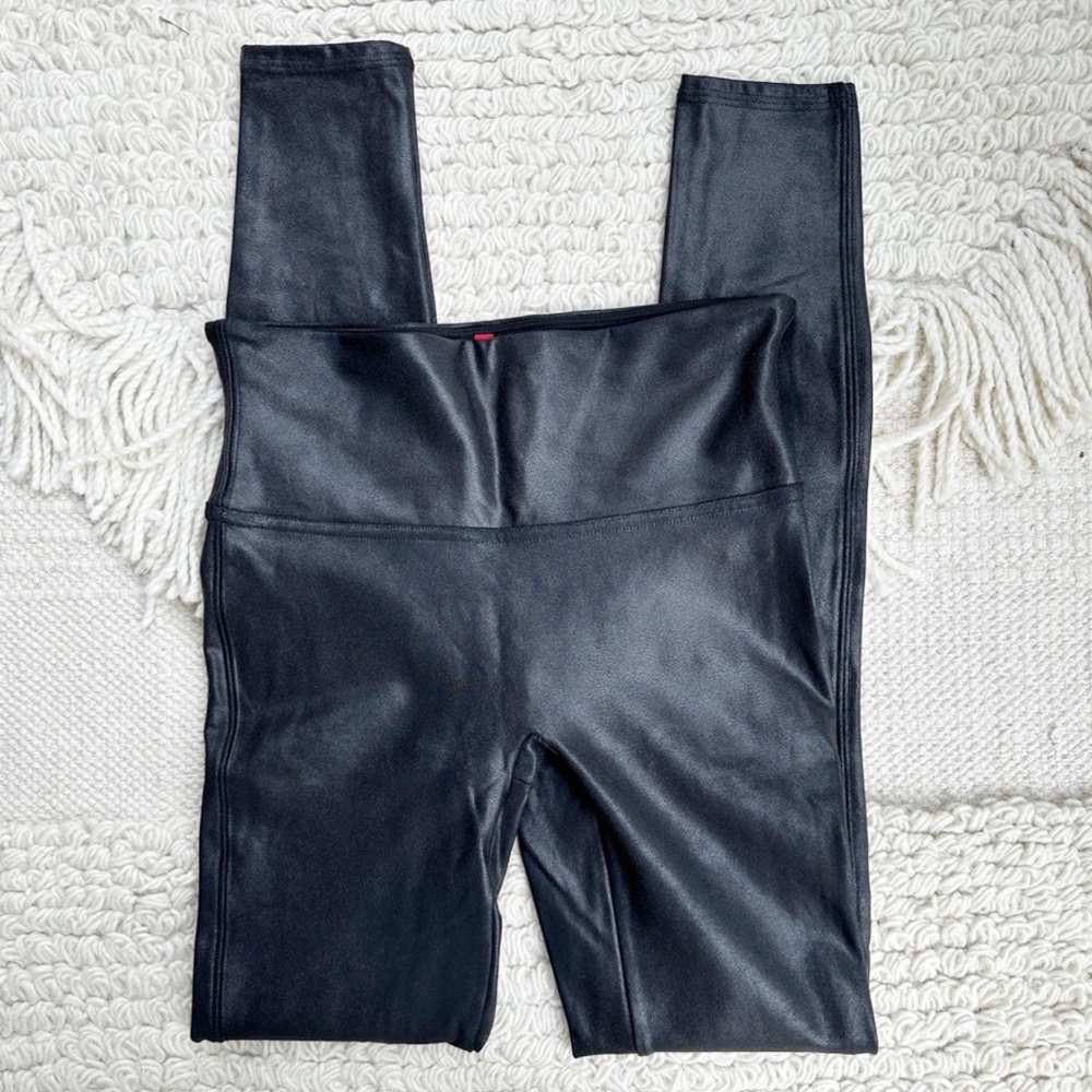 SPANX black faux leather leggings S - Picture 1 of 12